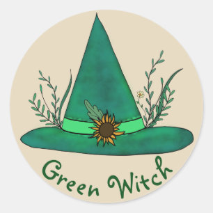 Groene Heks Pet Kruid Craft Pagan Witchcraft Magic Ronde Sticker