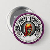 Groene heks ronde button 7,6 cm (Voorkant /achterkant)
