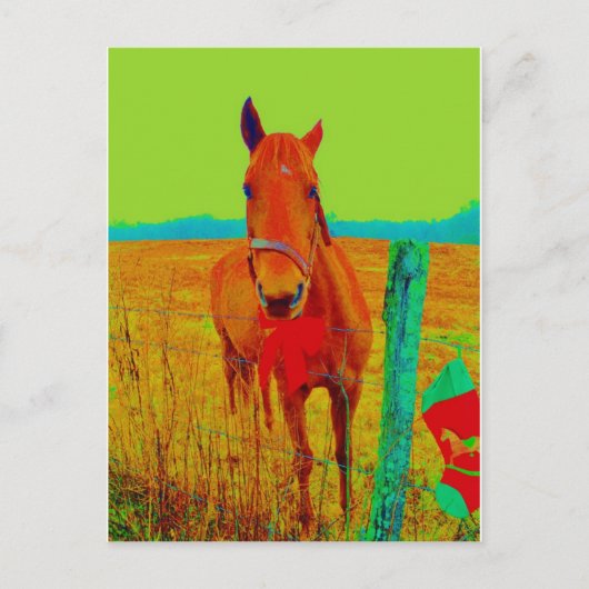 Groene hemel, rode boogpaard: naam toevoegen briefkaart (Voorkant)