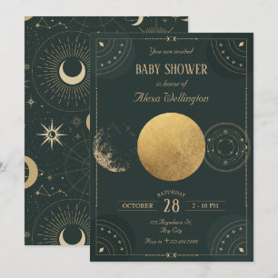 Groene Hemelse Maan mystiek baby shower Kaart