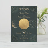 Groene Hemelse Maan mystieke bruiloft Kaart (Staand voorkant)