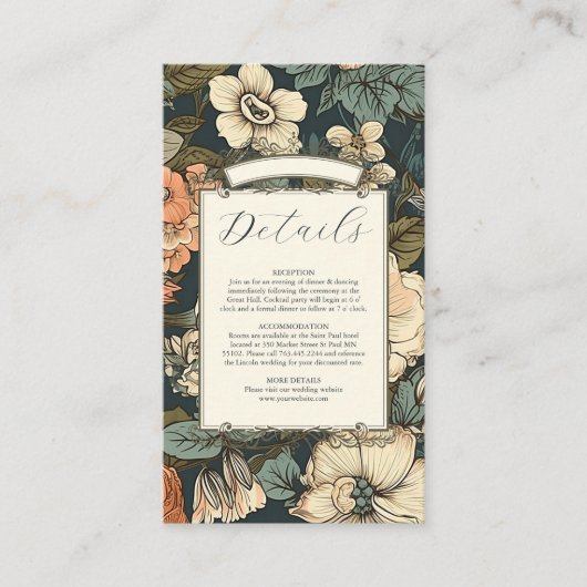 Groene Herfst Bloemen bruiloft Informatiekaartje (Voorkant)