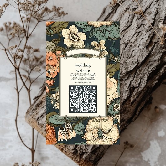 Groene Herfst Bloemen bruiloft Informatiekaartje