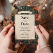 Groene Herfst Bloemen bruiloft Save The Date