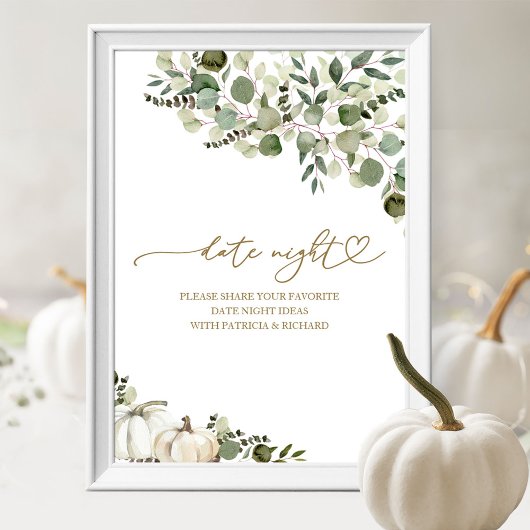 Groene Herfst Bruiloft Borrel Datum Nacht Pot Bord Poster