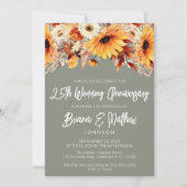 Groene Herfst Floral 25e bruiloft Jubileum Kaart (Voorkant)