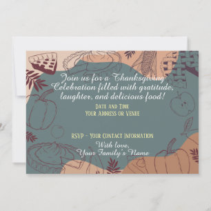 Groene Herfst Thanksgiving Rustiek Elegant Uitnodi Kaart