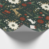 Groene herten Hand getrokken Kerst Patroon Design Cadeaupapier (Hoek)