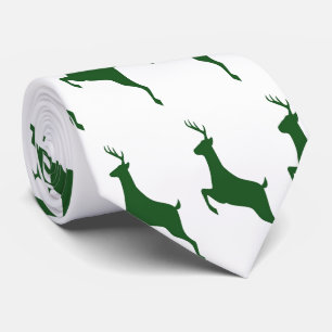 Groene Herten Op wit Stropdas