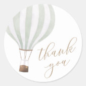 Groene Hete Luchtballon Jongen Baby shower Dank u Ronde Sticker (Voorkant)
