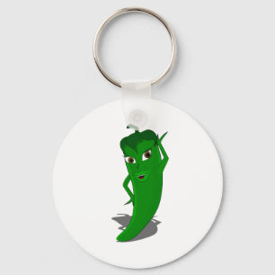 Groene hete peper diva sleutelhanger