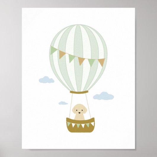 Groene heteluchtballon met puppy kwekerij Poster (Voorkant)