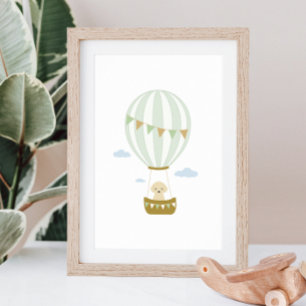 Groene heteluchtballon met puppy kwekerij Poster