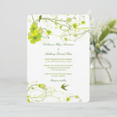 Groene Hibiscus Swirls & Swallows Floral Wedding Kaart (Staand voorkant)