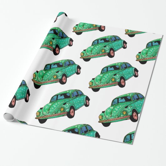 Groene hippie auto mandala inpakpapier (Uitgerold)