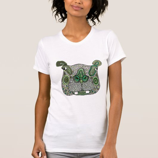 Groene hippo t-shirt (Voorkant)