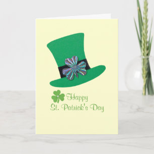 Groene hoed met zilveren klaver voor St. Patrick's Feestdagen Kaart