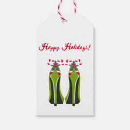 Groene Hoge Hakken met Candy Canes Cadeaulabel