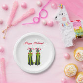 Groene Hoge Hakken met Candy Canes Papieren Bordje (Feest)
