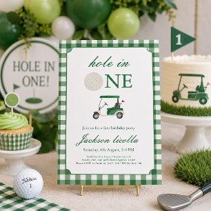 Groene Hole in One Golf Verjaardagsuitnodiging Kaart
