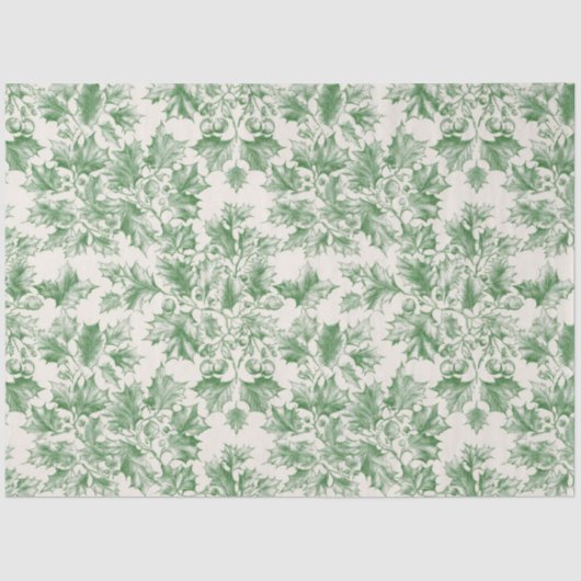  groene Holly Decoupage Tissuepapier (Voorkant)