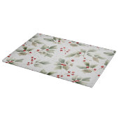 Groene Holly en rode bessen Waterverf Snijplank (Hoek)