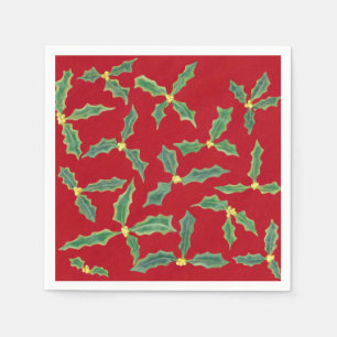 Groene Holly laat gele bloemen papieren servetten
