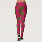 Groene Holly Leaves en Berries op Roze Leggings (Achterkant)