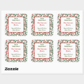Groene Holly met Red Berries Custom Baking Sticker (Vel)
