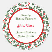 Groene Holly met Red Berries Custom Baking Sticker (Voorkant)