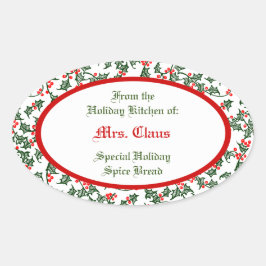 Groene Holly met Red Berries Custom Baking Sticker