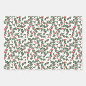 Groene Holly met rode bessen Rustic Wrapping Paper (Voorkant 3)