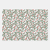 Groene Holly met rode bessen Rustic Wrapping Paper (Voorkant)