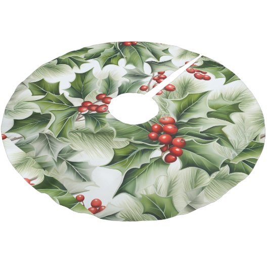 Groene Holly rode bessen Kerstboom basis Hoesje Kerstboom Rok (Gekanteld)