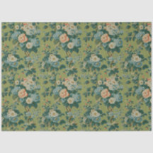 Groene Hollyhock Chintz, Blauw en Koraal