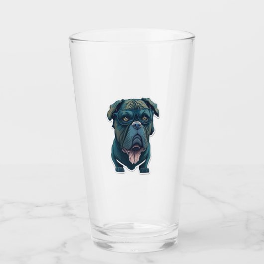 Groene hond met bril glas (Voorkant)
