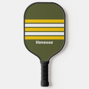 Groene Honing Nostalgisch Over Strepen met Naam Pickleball Paddle