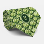 Groene Hortensia Bloemen Stropdas (Opgerold)
