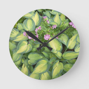 Groene Hosta Bladeren Botanische Bloem Rond Wandkl Ronde Klok