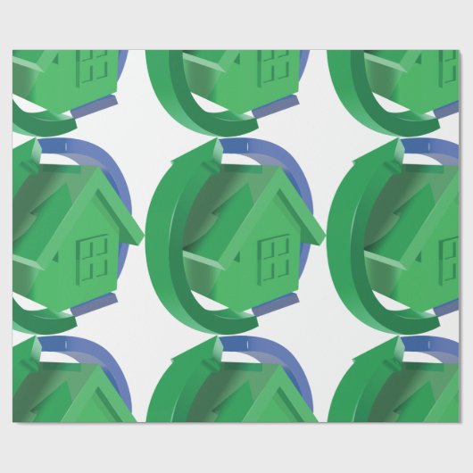 Groene Huis en pijlen Cadeaupapier (Vlak)