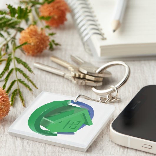 Groene Huis en pijlen Sleutelhanger (Voorkant Rechts)