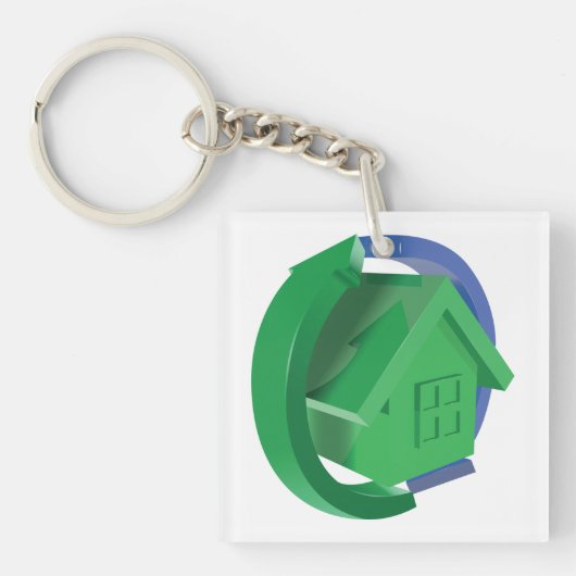 Groene Huis en pijlen Sleutelhanger (Voorkant)