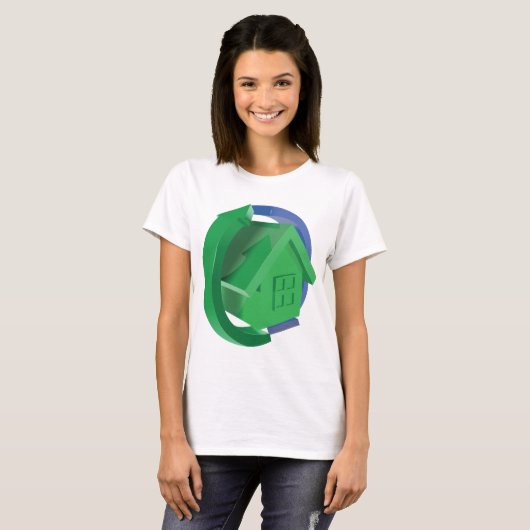 Groene Huis en pijlen T-shirt (Voorkant volledig)