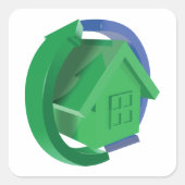 Groene Huis en pijlen Vierkante Sticker (Voorkant)
