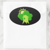 Groene Huis Ovale Sticker (Tas)
