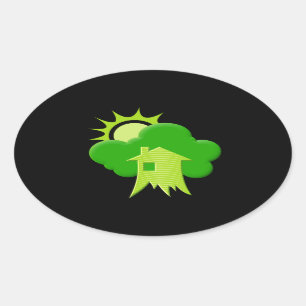 Groene Huis Ovale Sticker