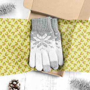 Groene Hulst en Bessen Kerstmis Tissuepapier