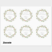 Groene Hulst Krans Gelukkig Kerstfeest Sticker (Vel)