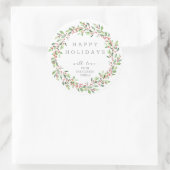 Groene Hulst Krans Gelukkig Kerstfeest Sticker (Tas)