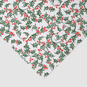 Groene Hulst met Rode Bessen Vloeipapier Tissuepapier (Detail)